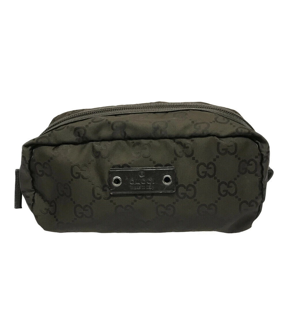 Gucci Pouch GG Leather Yellow Brown